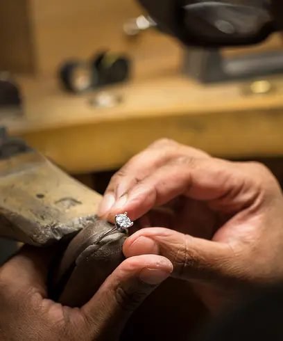 A jeweller handcrafting a lab-grown diamond ring in Baku